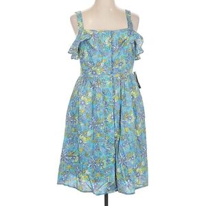 Modcloth Blue and Yellow Floral Midi Dress | Size 14 - NWT